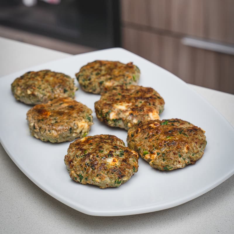 Hamburguesas de Pavo con Espinacas y Feta